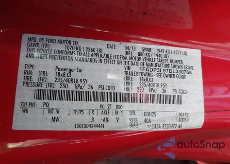 2013 Ford Focus St from USA, damaged, VIN 1FADP3L97DL330768
